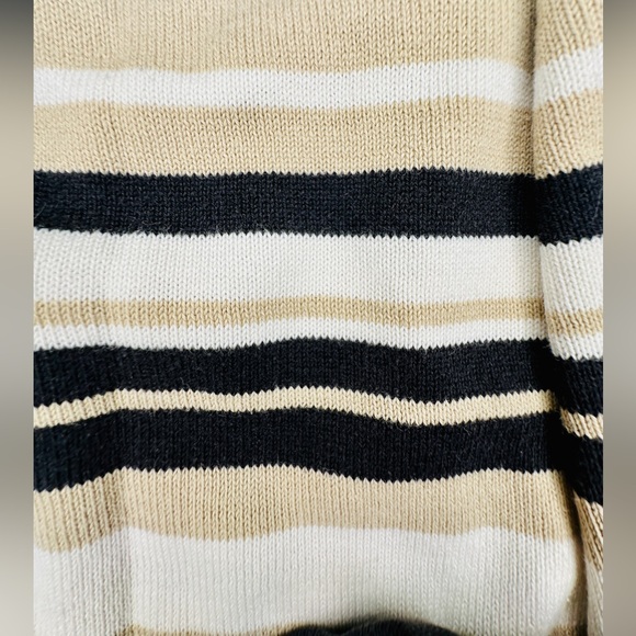 Croft & Barrow Black Tan Stripe Squareneck Knit Sweater Tank Top Shirt - X-Large - Picture 6 of 9